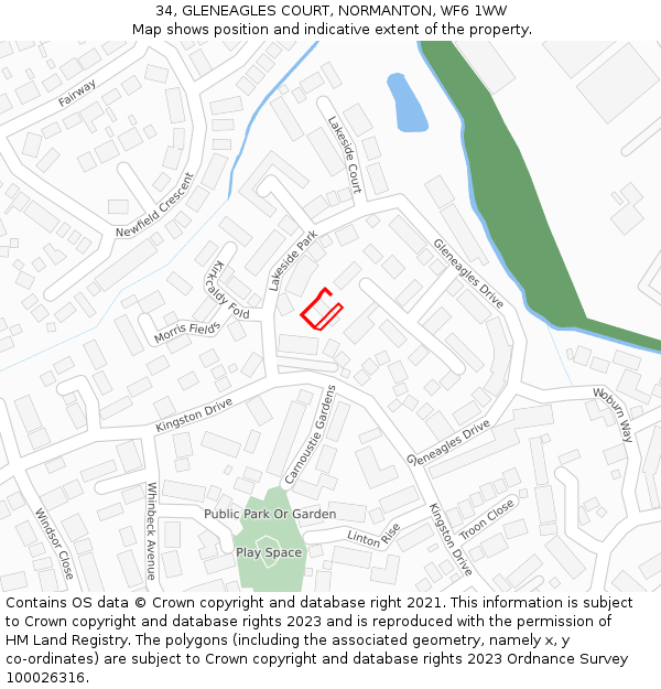 34, GLENEAGLES COURT, NORMANTON, WF6 1WW: Location map and indicative extent of plot