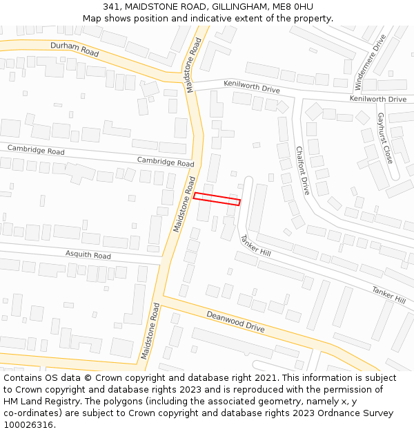 341, MAIDSTONE ROAD, GILLINGHAM, ME8 0HU: Location map and indicative extent of plot