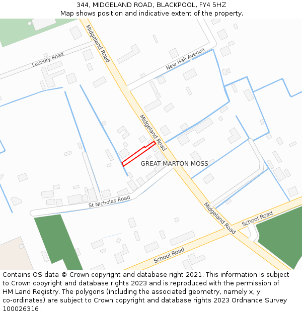 344, MIDGELAND ROAD, BLACKPOOL, FY4 5HZ: Location map and indicative extent of plot