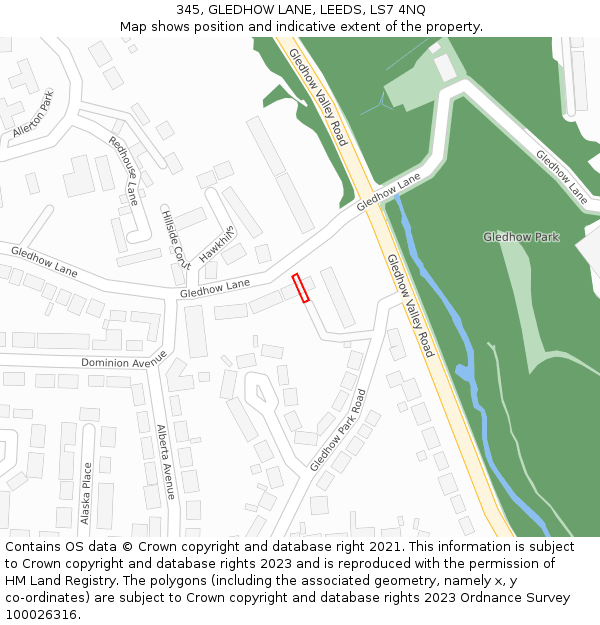345, GLEDHOW LANE, LEEDS, LS7 4NQ: Location map and indicative extent of plot