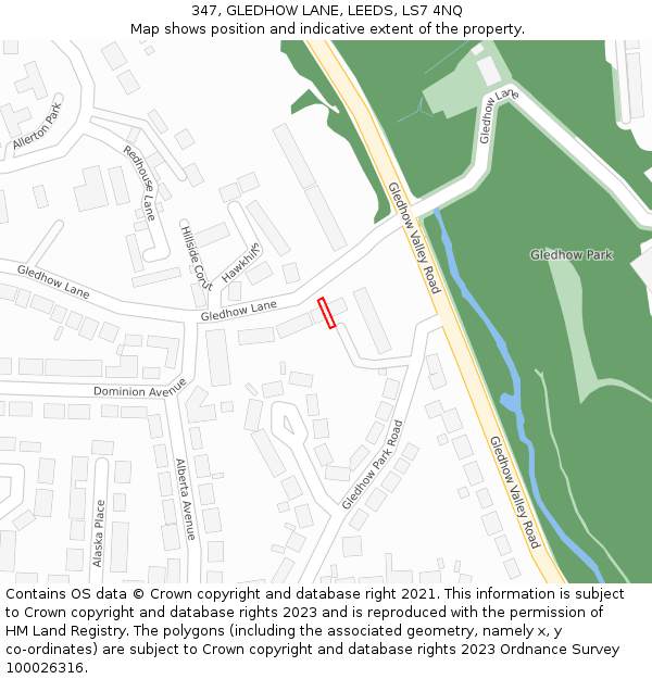 347, GLEDHOW LANE, LEEDS, LS7 4NQ: Location map and indicative extent of plot