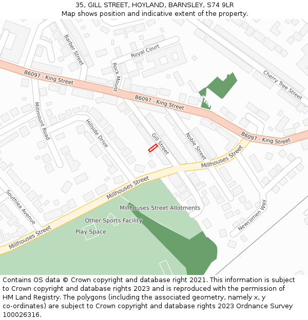 35, GILL STREET, HOYLAND, BARNSLEY, S74 9LR: Location map and indicative extent of plot