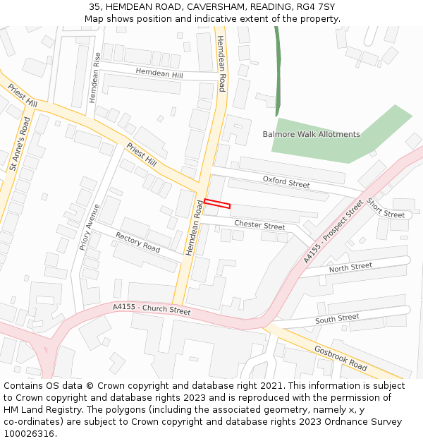35, HEMDEAN ROAD, CAVERSHAM, READING, RG4 7SY: Location map and indicative extent of plot