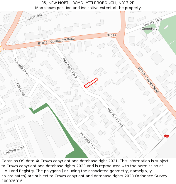 35, NEW NORTH ROAD, ATTLEBOROUGH, NR17 2BJ: Location map and indicative extent of plot