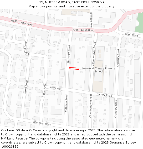 35, NUTBEEM ROAD, EASTLEIGH, SO50 5JP: Location map and indicative extent of plot