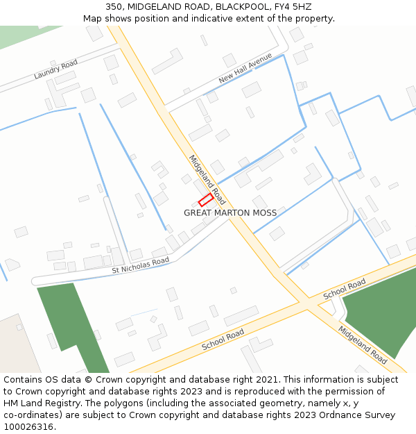 350, MIDGELAND ROAD, BLACKPOOL, FY4 5HZ: Location map and indicative extent of plot