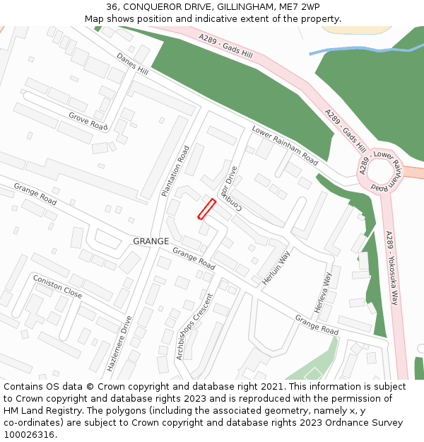 36, CONQUEROR DRIVE, GILLINGHAM, ME7 2WP: Location map and indicative extent of plot