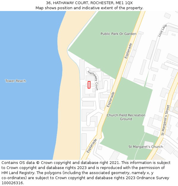 36, HATHAWAY COURT, ROCHESTER, ME1 1QX: Location map and indicative extent of plot