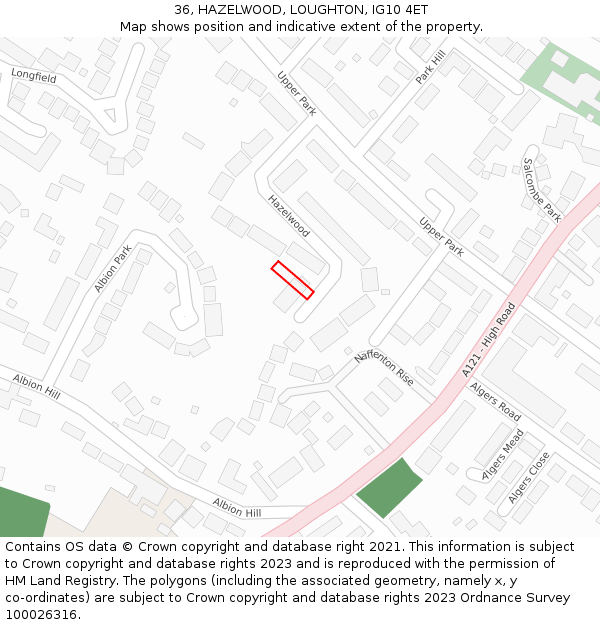 36, HAZELWOOD, LOUGHTON, IG10 4ET: Location map and indicative extent of plot