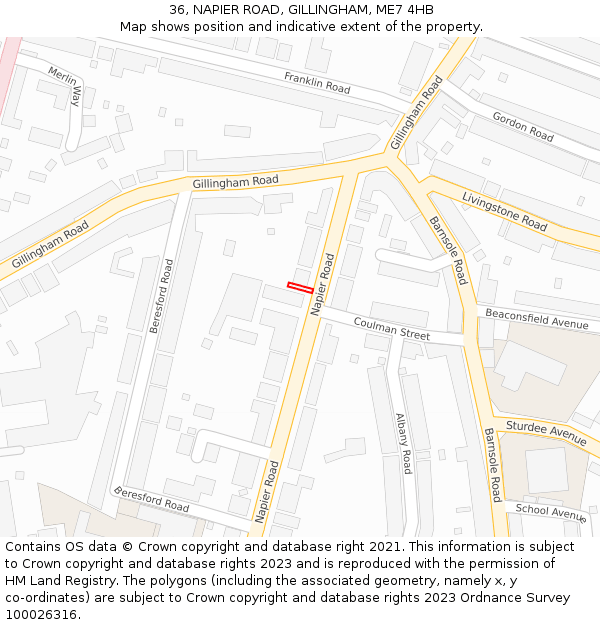 36, NAPIER ROAD, GILLINGHAM, ME7 4HB: Location map and indicative extent of plot