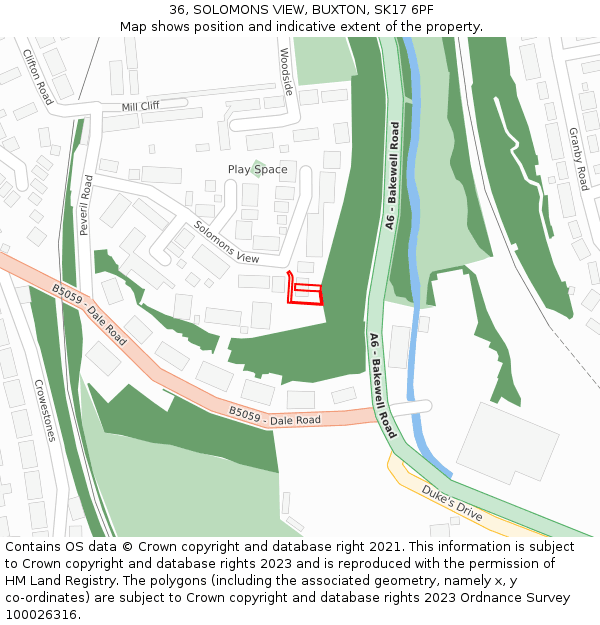 36, SOLOMONS VIEW, BUXTON, SK17 6PF: Location map and indicative extent of plot