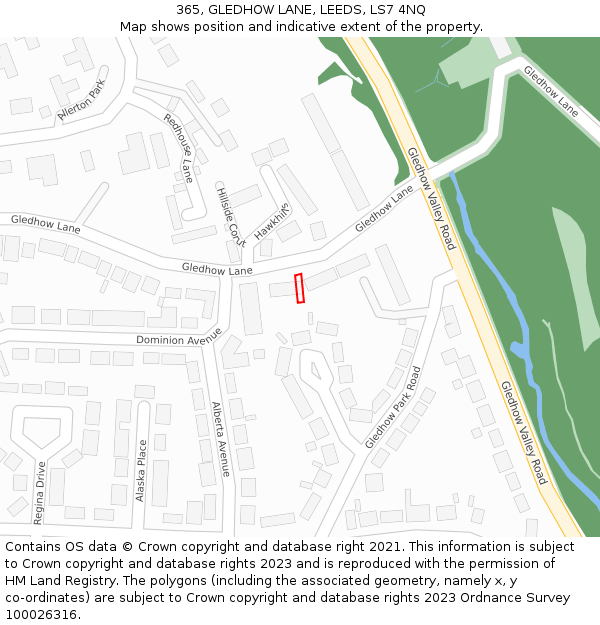 365, GLEDHOW LANE, LEEDS, LS7 4NQ: Location map and indicative extent of plot