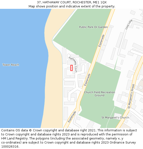 37, HATHAWAY COURT, ROCHESTER, ME1 1QX: Location map and indicative extent of plot