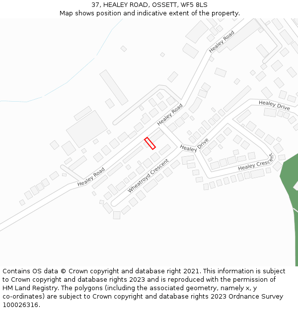 37, HEALEY ROAD, OSSETT, WF5 8LS: Location map and indicative extent of plot