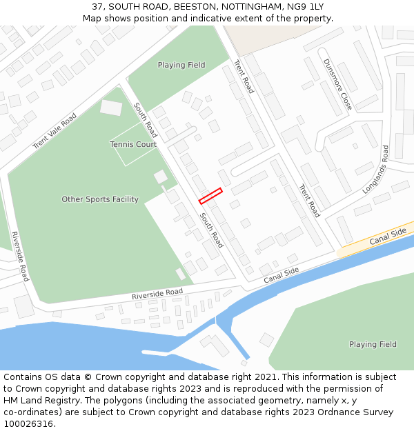 37, SOUTH ROAD, BEESTON, NOTTINGHAM, NG9 1LY: Location map and indicative extent of plot