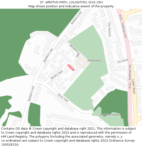 37, WROTHS PATH, LOUGHTON, IG10 1SH: Location map and indicative extent of plot