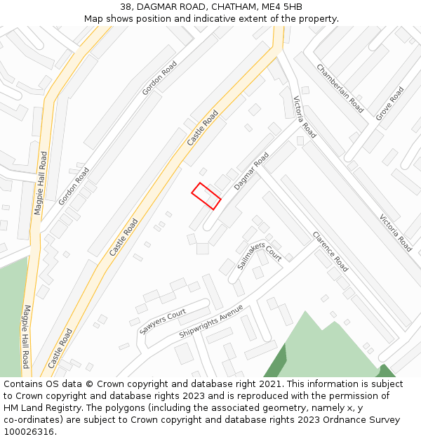 38, DAGMAR ROAD, CHATHAM, ME4 5HB: Location map and indicative extent of plot