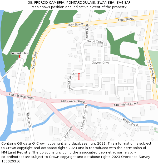 38, FFORDD CAMBRIA, PONTARDDULAIS, SWANSEA, SA4 8AF: Location map and indicative extent of plot