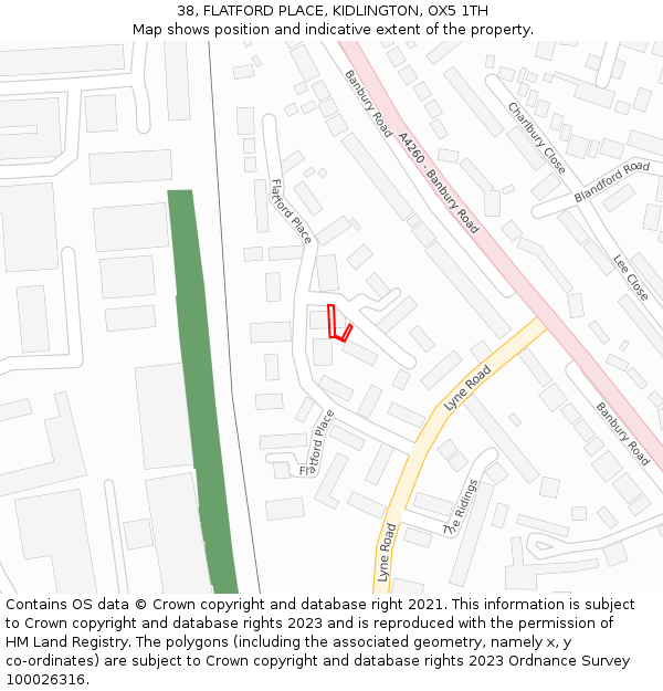 38, FLATFORD PLACE, KIDLINGTON, OX5 1TH: Location map and indicative extent of plot
