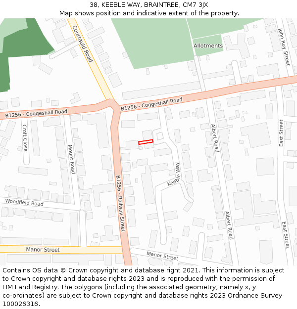 38, KEEBLE WAY, BRAINTREE, CM7 3JX: Location map and indicative extent of plot