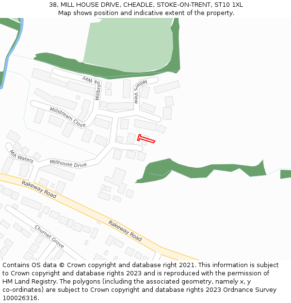 38, MILL HOUSE DRIVE, CHEADLE, STOKE-ON-TRENT, ST10 1XL: Location map and indicative extent of plot