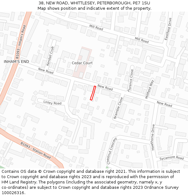 38, NEW ROAD, WHITTLESEY, PETERBOROUGH, PE7 1SU: Location map and indicative extent of plot