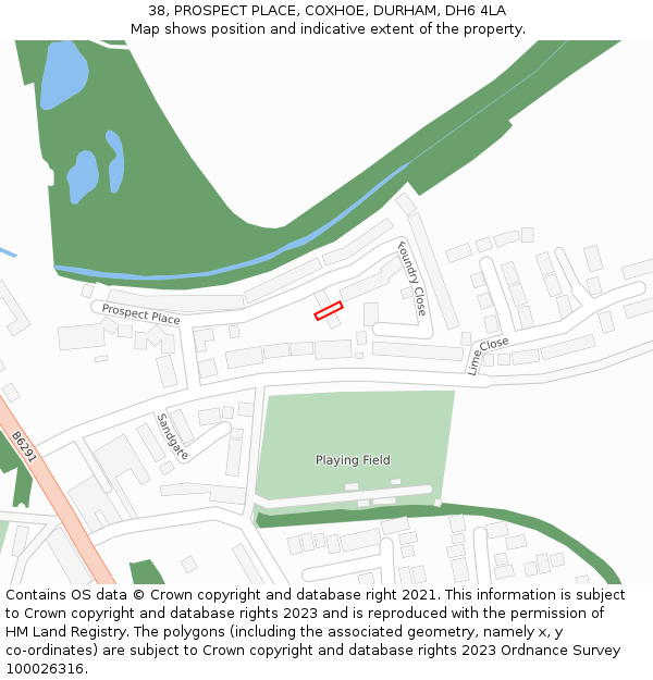 38, PROSPECT PLACE, COXHOE, DURHAM, DH6 4LA: Location map and indicative extent of plot