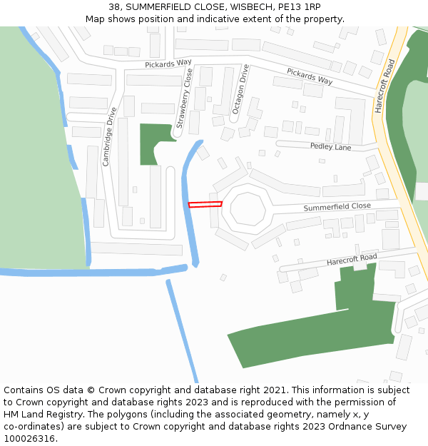 38, SUMMERFIELD CLOSE, WISBECH, PE13 1RP: Location map and indicative extent of plot