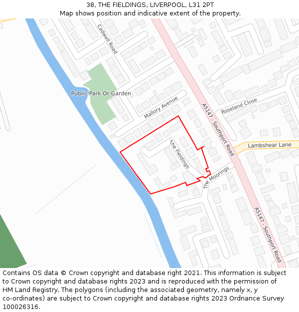 38, THE FIELDINGS, LIVERPOOL, L31 2PT: Location map and indicative extent of plot