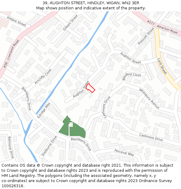 39, AUGHTON STREET, HINDLEY, WIGAN, WN2 3ER: Location map and indicative extent of plot
