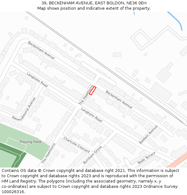 39, BECKENHAM AVENUE, EAST BOLDON, NE36 0EH: Location map and indicative extent of plot