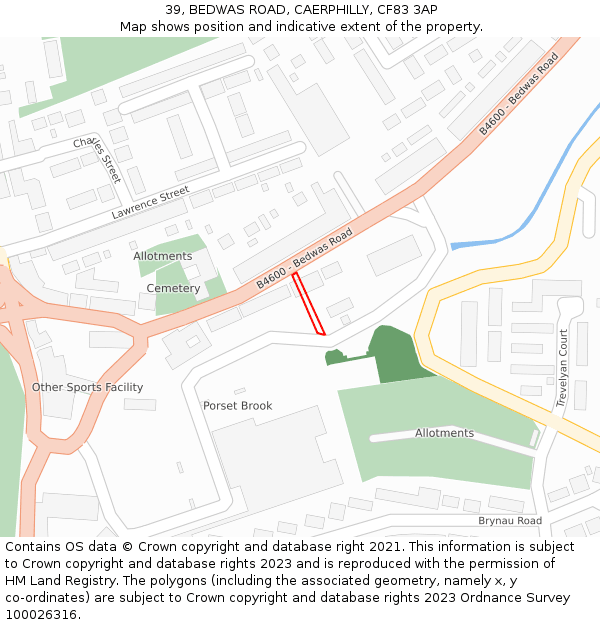 39, BEDWAS ROAD, CAERPHILLY, CF83 3AP: Location map and indicative extent of plot