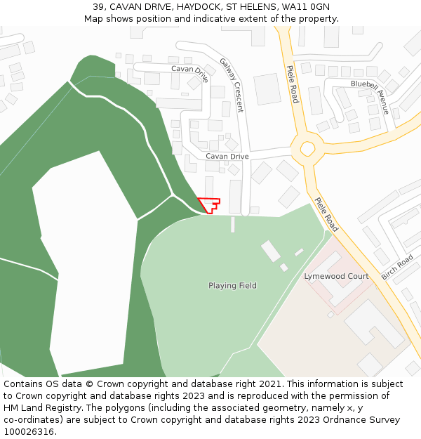 39, CAVAN DRIVE, HAYDOCK, ST HELENS, WA11 0GN: Location map and indicative extent of plot