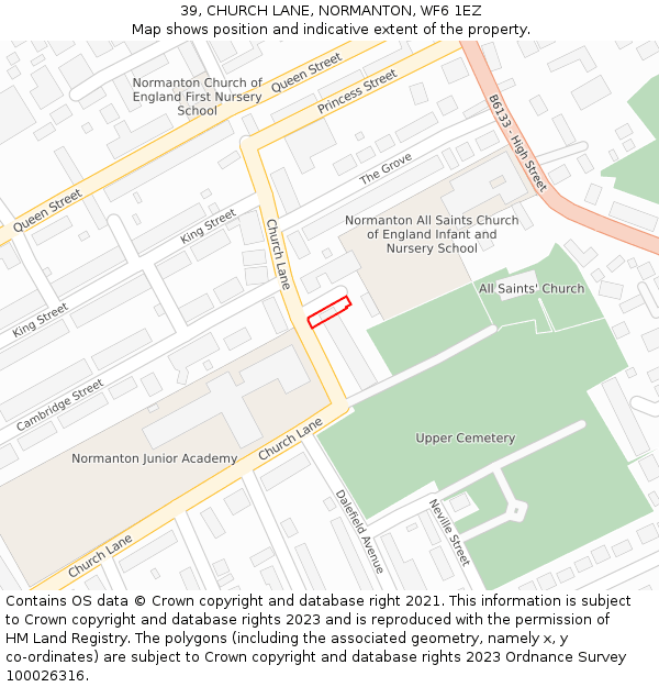 39, CHURCH LANE, NORMANTON, WF6 1EZ: Location map and indicative extent of plot