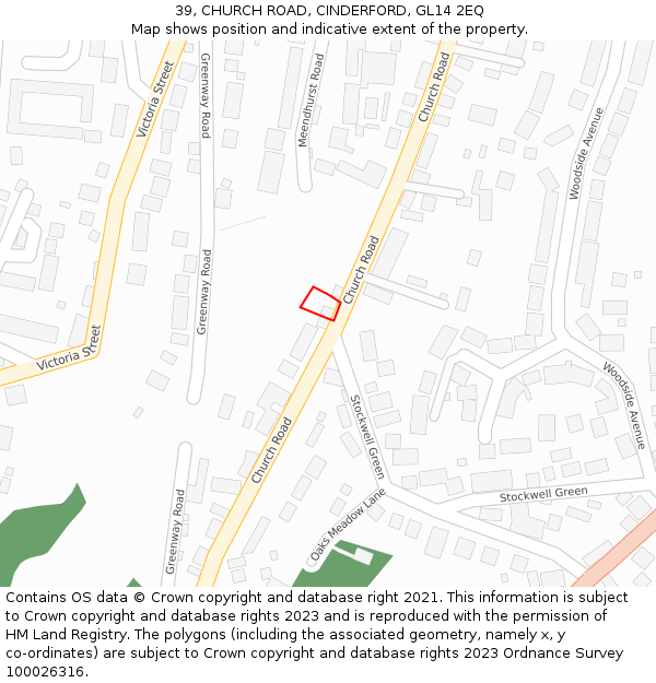 39, CHURCH ROAD, CINDERFORD, GL14 2EQ: Location map and indicative extent of plot