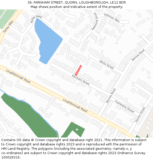 39, FARNHAM STREET, QUORN, LOUGHBOROUGH, LE12 8DR: Location map and indicative extent of plot