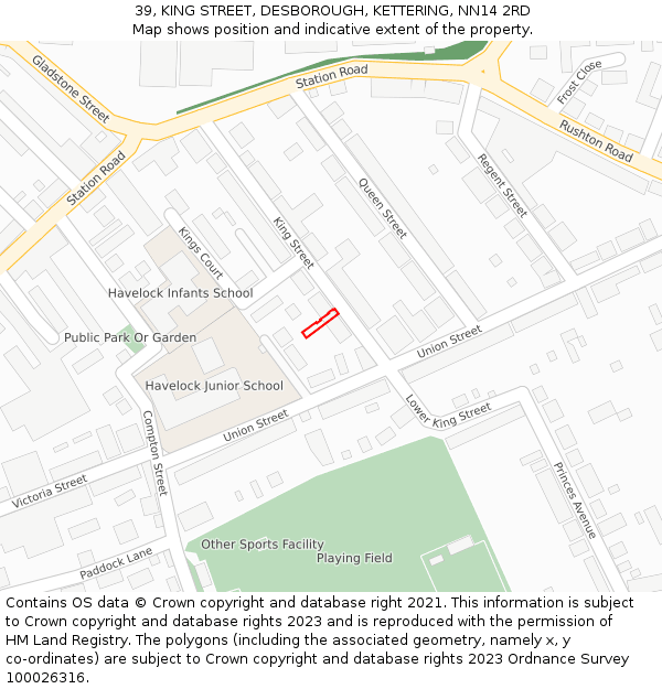 39, KING STREET, DESBOROUGH, KETTERING, NN14 2RD: Location map and indicative extent of plot