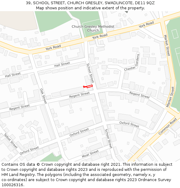 39, SCHOOL STREET, CHURCH GRESLEY, SWADLINCOTE, DE11 9QZ: Location map and indicative extent of plot
