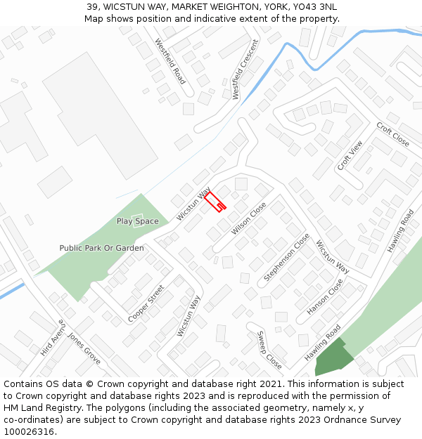39, WICSTUN WAY, MARKET WEIGHTON, YORK, YO43 3NL: Location map and indicative extent of plot