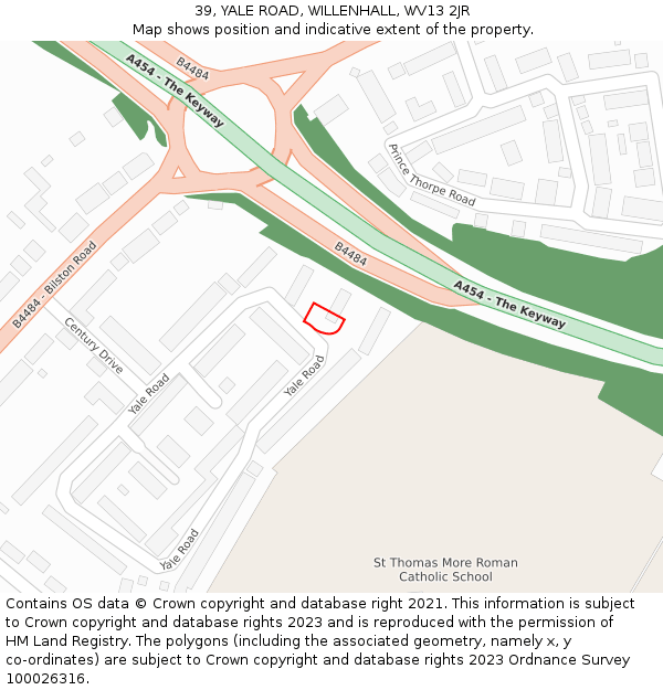 39, YALE ROAD, WILLENHALL, WV13 2JR: Location map and indicative extent of plot