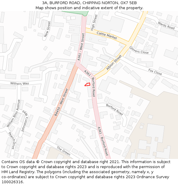 3A, BURFORD ROAD, CHIPPING NORTON, OX7 5EB: Location map and indicative extent of plot