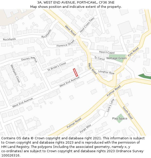 3A, WEST END AVENUE, PORTHCAWL, CF36 3NE: Location map and indicative extent of plot