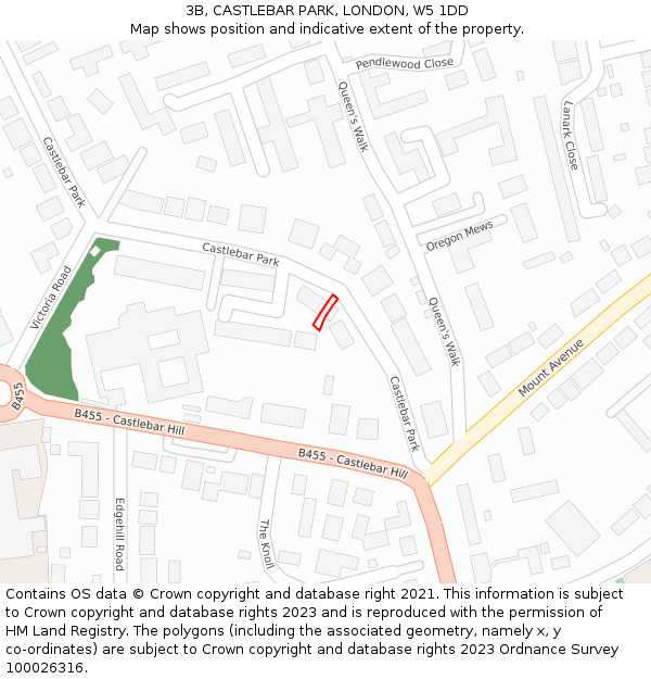 3B, CASTLEBAR PARK, LONDON, W5 1DD: Location map and indicative extent of plot
