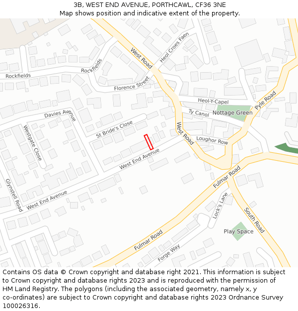 3B, WEST END AVENUE, PORTHCAWL, CF36 3NE: Location map and indicative extent of plot