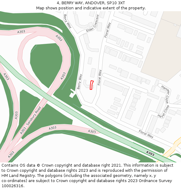 4, BERRY WAY, ANDOVER, SP10 3XT: Location map and indicative extent of plot