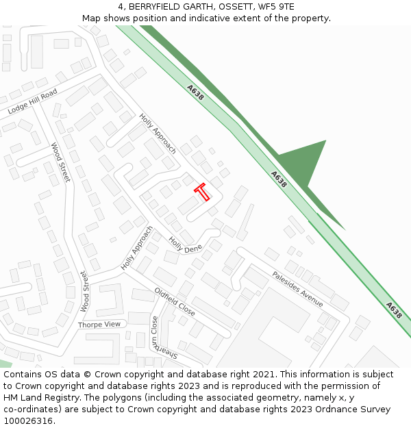 4, BERRYFIELD GARTH, OSSETT, WF5 9TE: Location map and indicative extent of plot