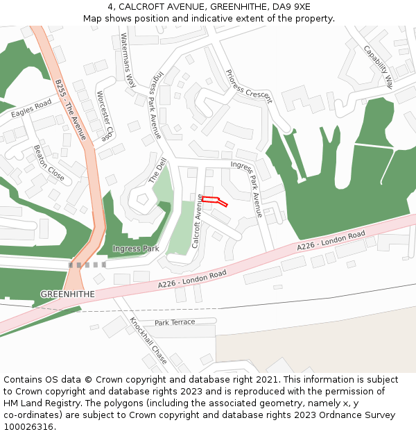 4, CALCROFT AVENUE, GREENHITHE, DA9 9XE: Location map and indicative extent of plot