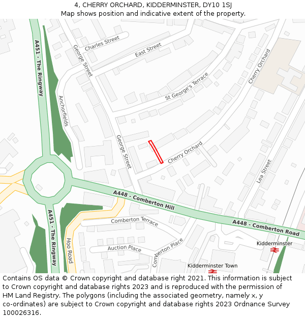 4, CHERRY ORCHARD, KIDDERMINSTER, DY10 1SJ: Location map and indicative extent of plot