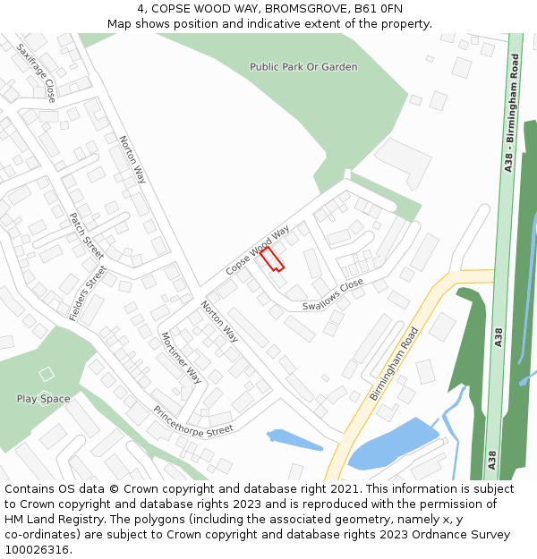 4, COPSE WOOD WAY, BROMSGROVE, B61 0FN: Location map and indicative extent of plot
