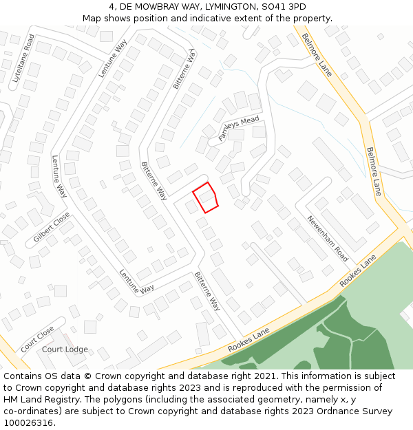 4, DE MOWBRAY WAY, LYMINGTON, SO41 3PD: Location map and indicative extent of plot